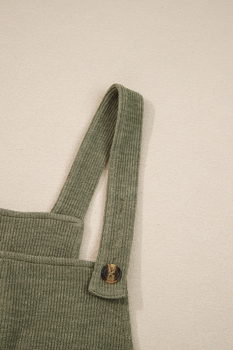Solid Color Knit Loose Straight Leg Casual Overall Jumpsuit