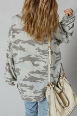 Multicolour Retro Camouflage Print Exposed Seam Patchwork Drop Shoulder Sweatshirt