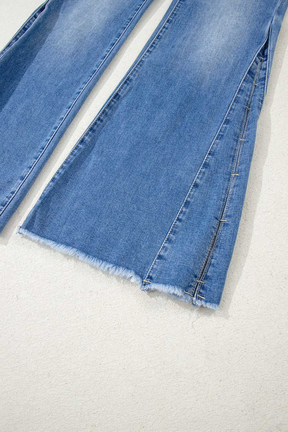 Cut out Side Frayed Hemline Flare Jeans