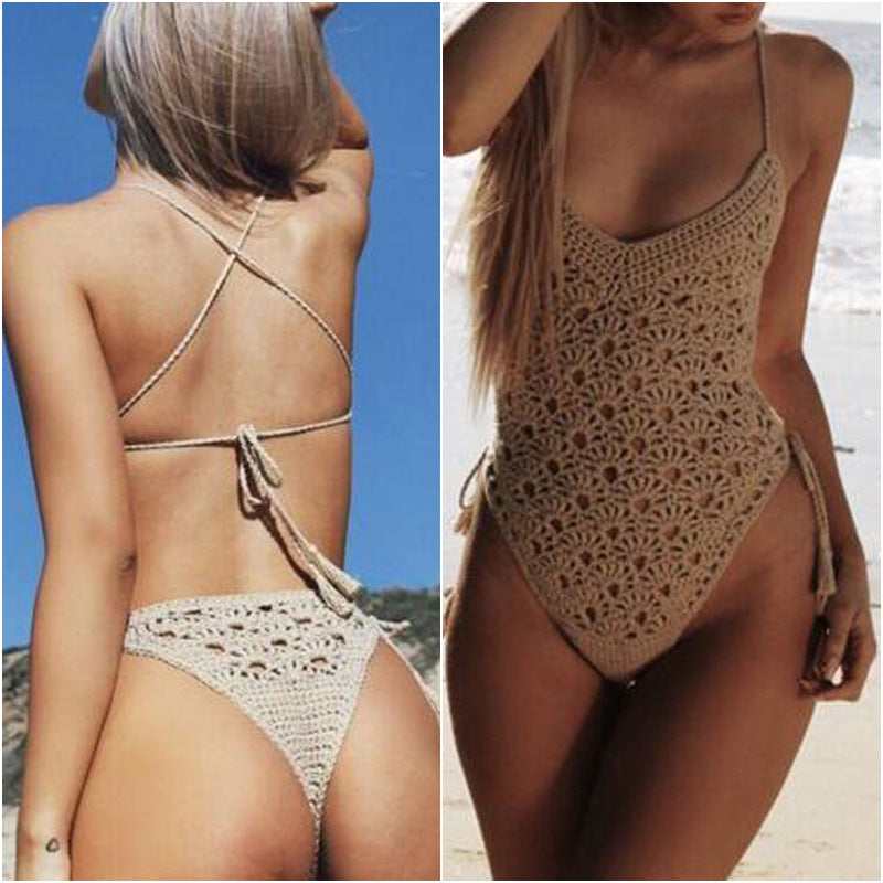 Hand-knitted one piece swimsuit