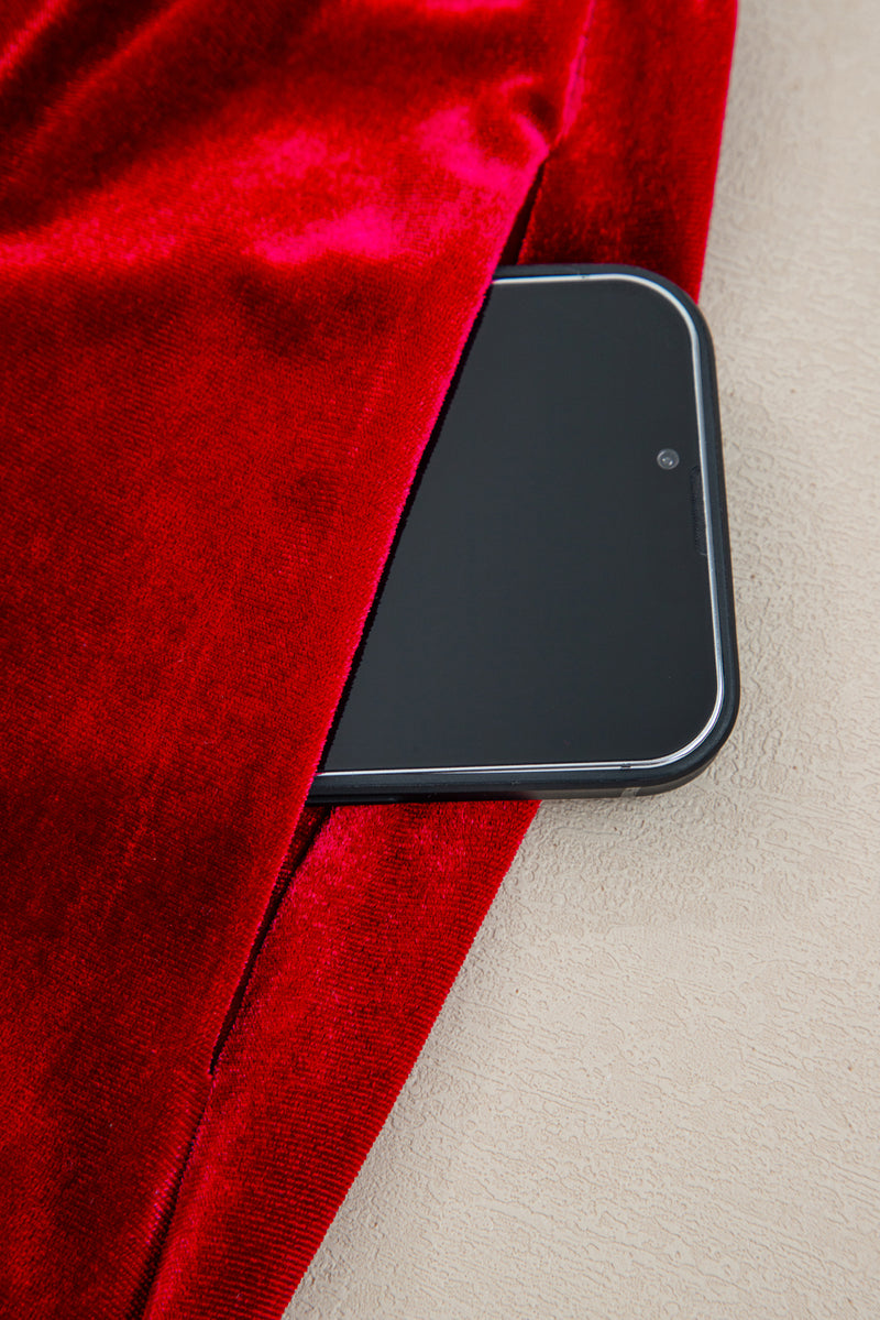 Bowknot Decor High Waist Velvet Mini Dress