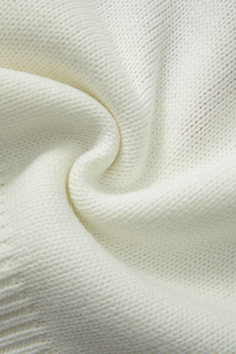 Bow Pattern Contrast Trim Christmas Loose Graphic Sweater