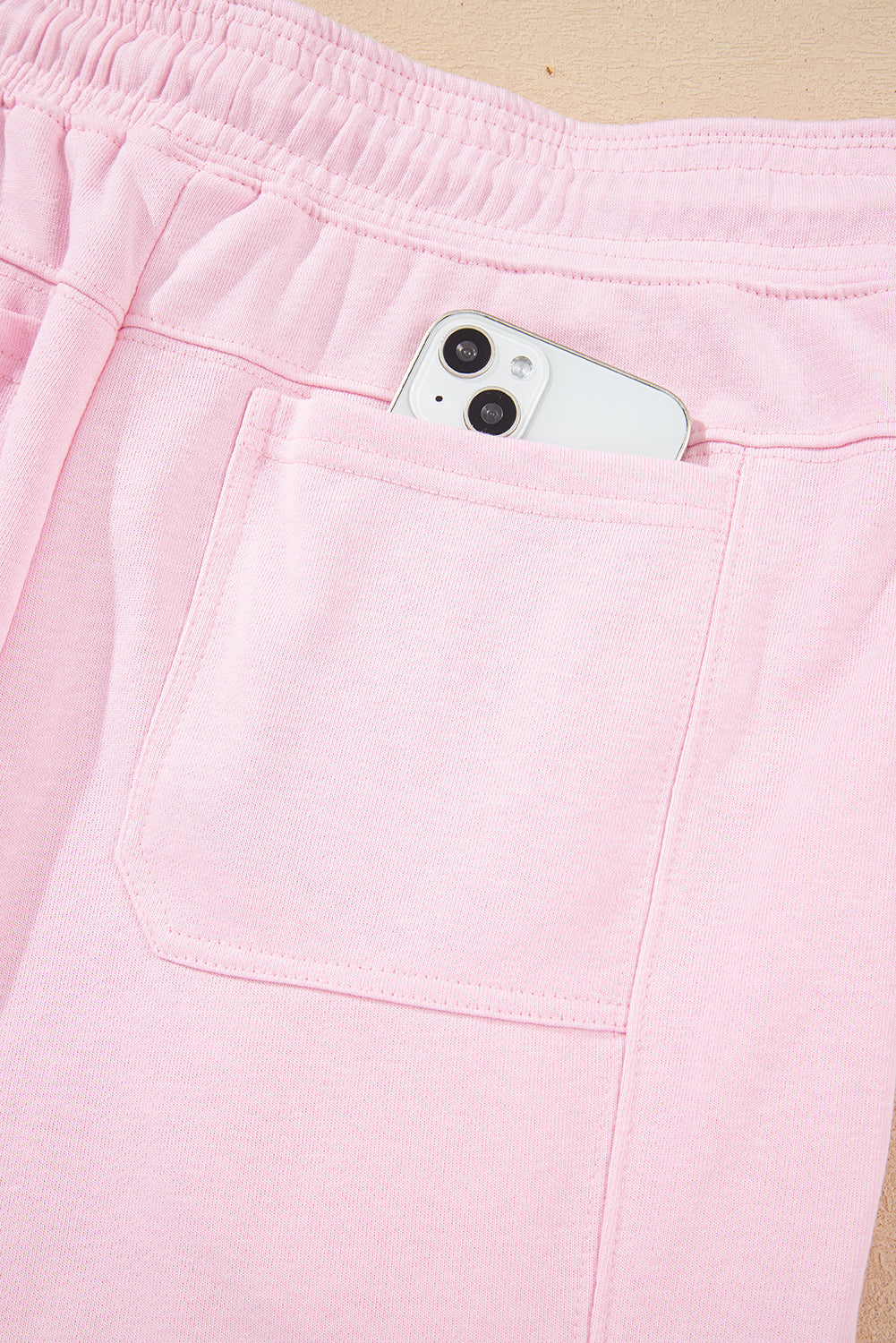 Drawstring Waist Patchwork Solid Color Jogger Pants