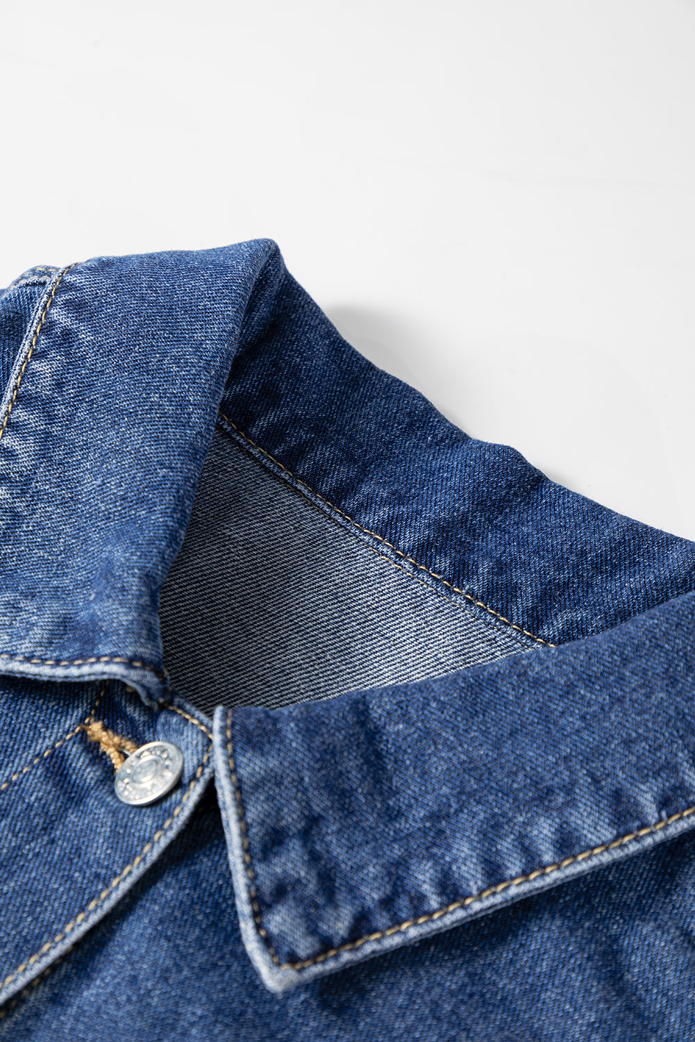 Color Block Patchwork Flap Detail Distress Denim Jacket