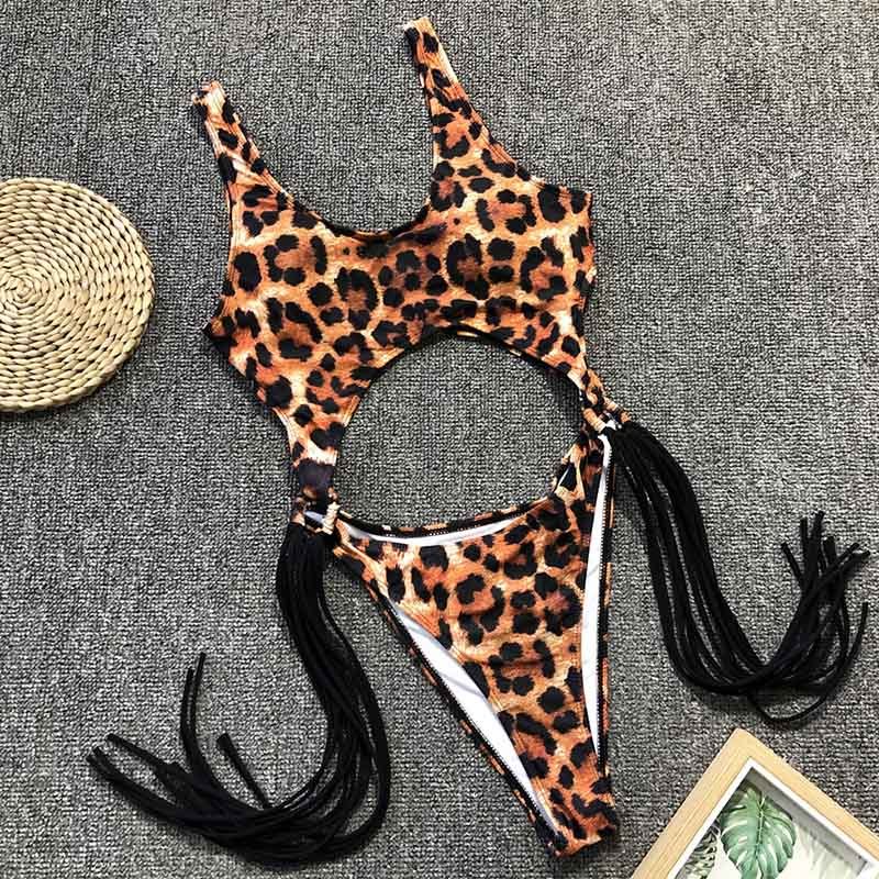 Ladies tassel one-piece swimsuit
