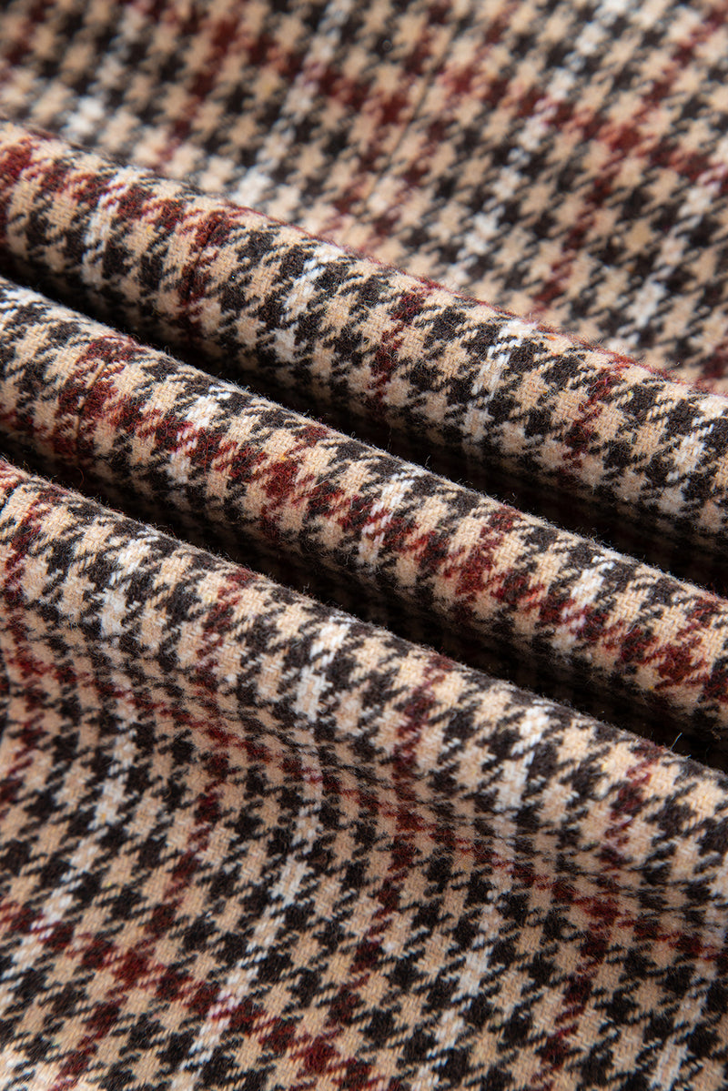 Houndstooth Lapel Collar Blazer
