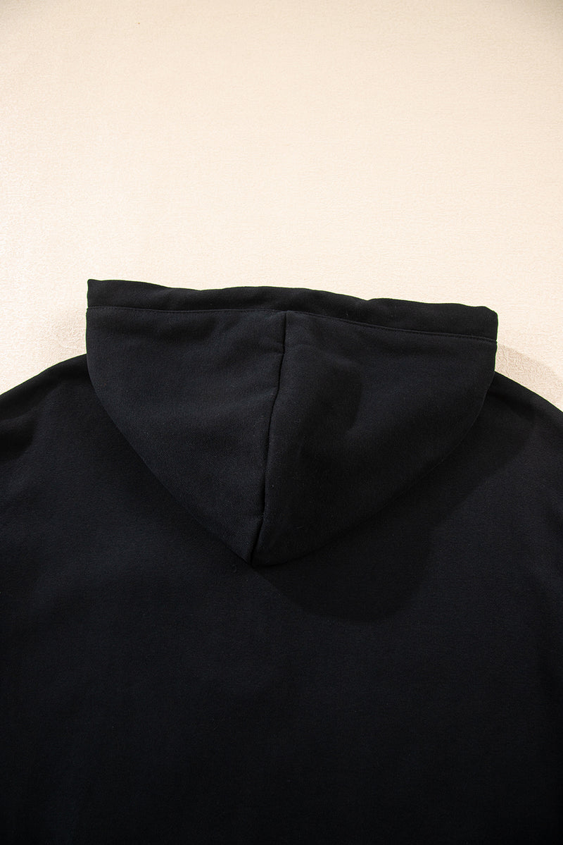 Solid Button Drawstring Hooded Pullover and Casual Short Set