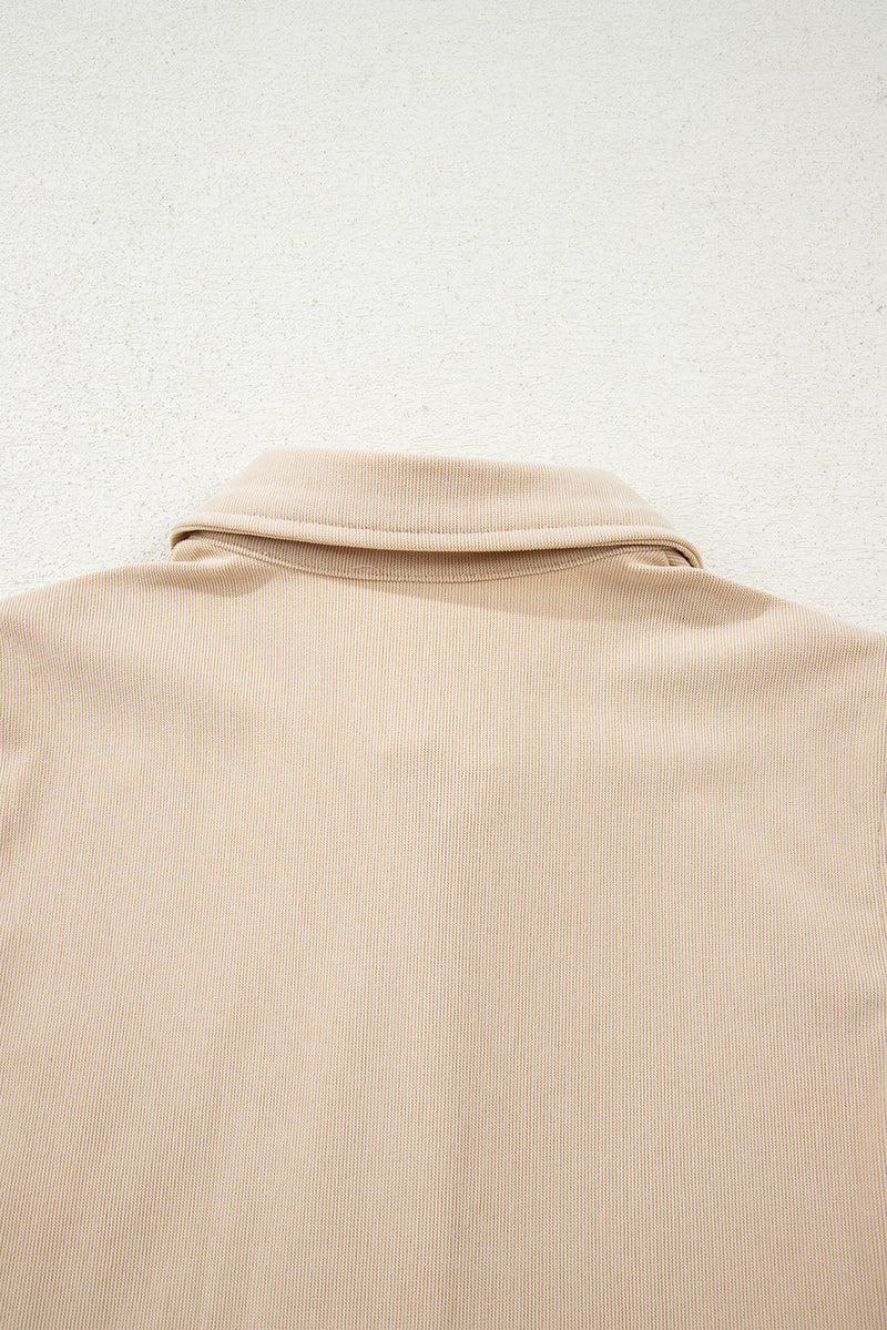 Corduroy Half Button Collared Long Sleeve Mini Dress