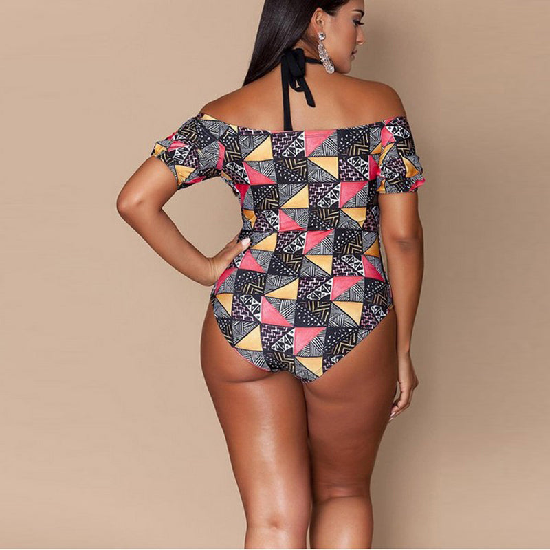 Geometric bikini ladies plus size swimwear