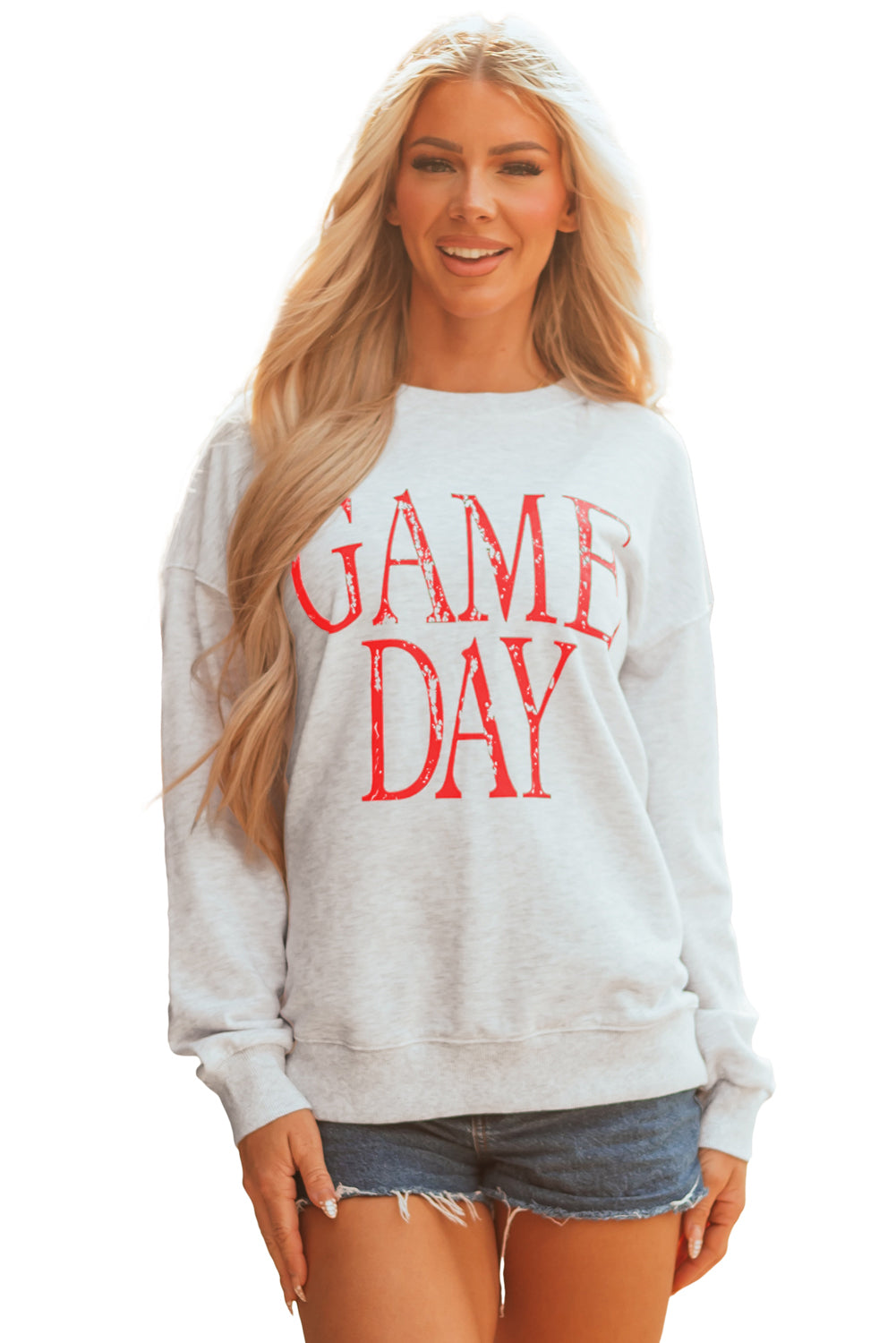 Vintage Washed GAME DAY Graphic Baggy Sweatshirt