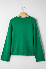 Solid Color Knit Button Drop Shoulder Sweater Cardigan