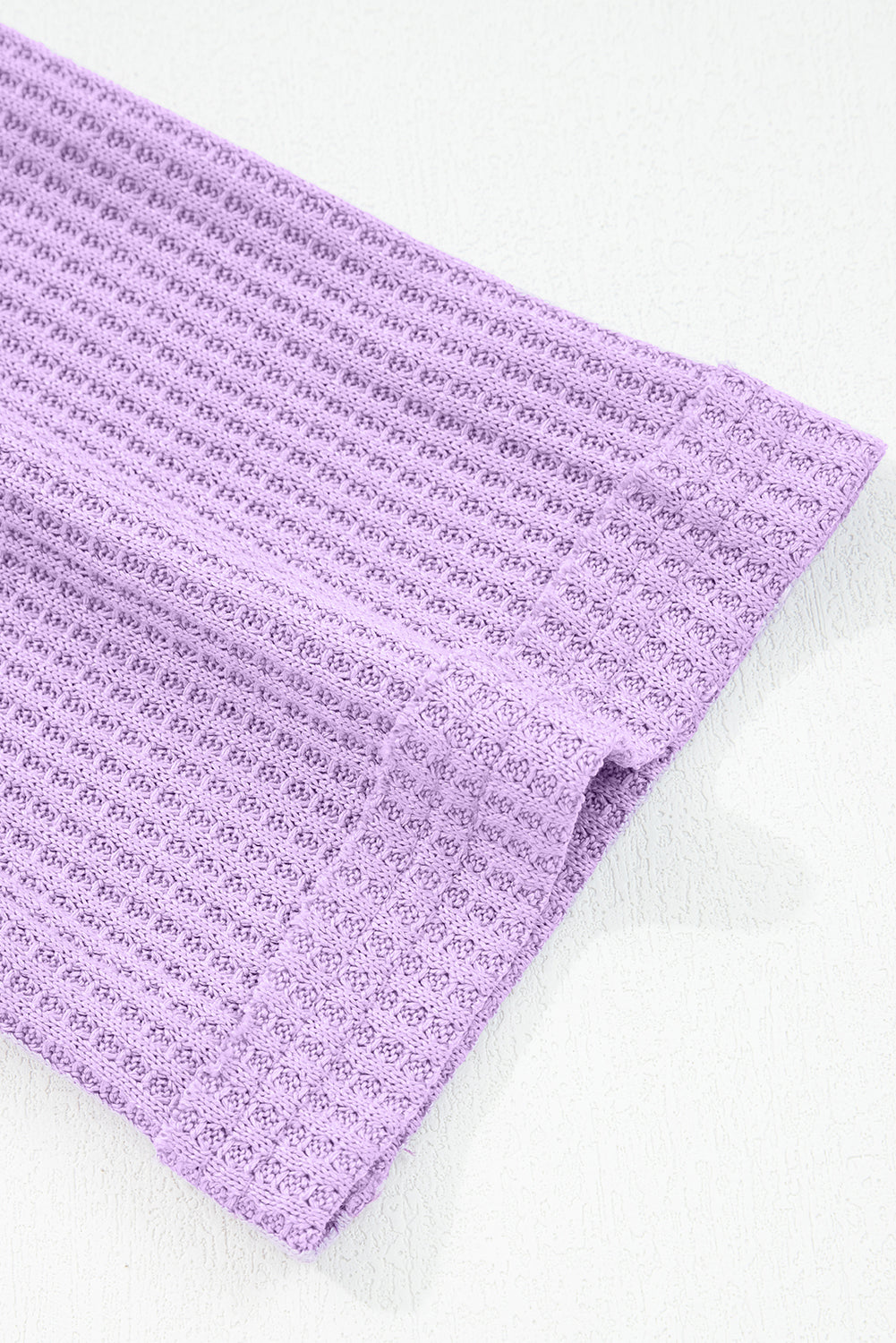 Thermal Knit Contrast Textured Patchwork Long Sleeve Top