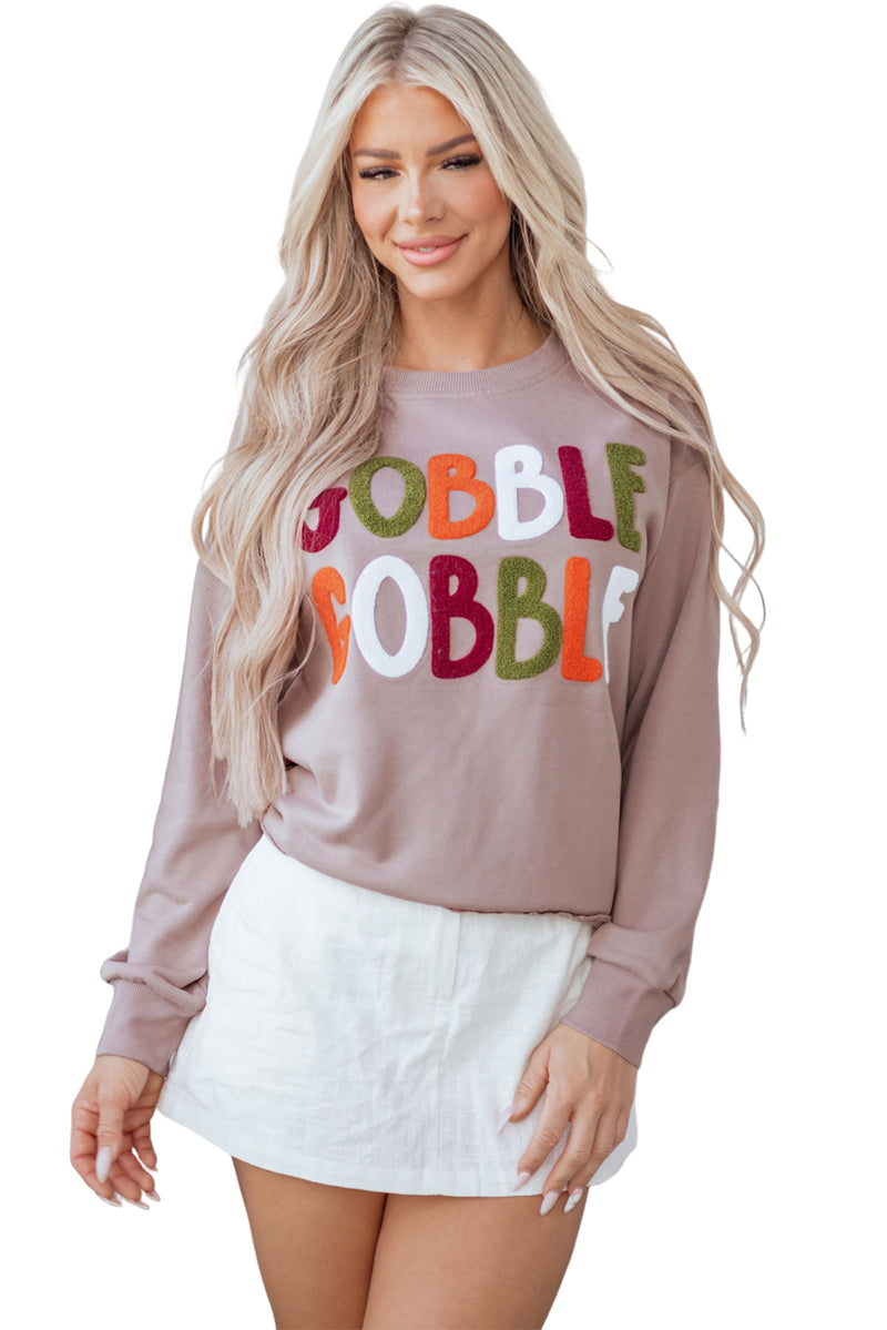GOBBLE Letter Graphic Thanksgiving Shift Sweatshirt