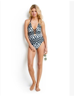 Style Bikini Diamond Shaped Print Finalized One Piece Swimsuit