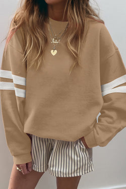 Varsity Striped Detail Drop Shoulder Oversized Sweatshirt