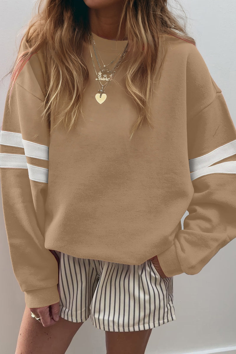 Varsity Striped Detail Drop Shoulder Oversized Sweatshirt