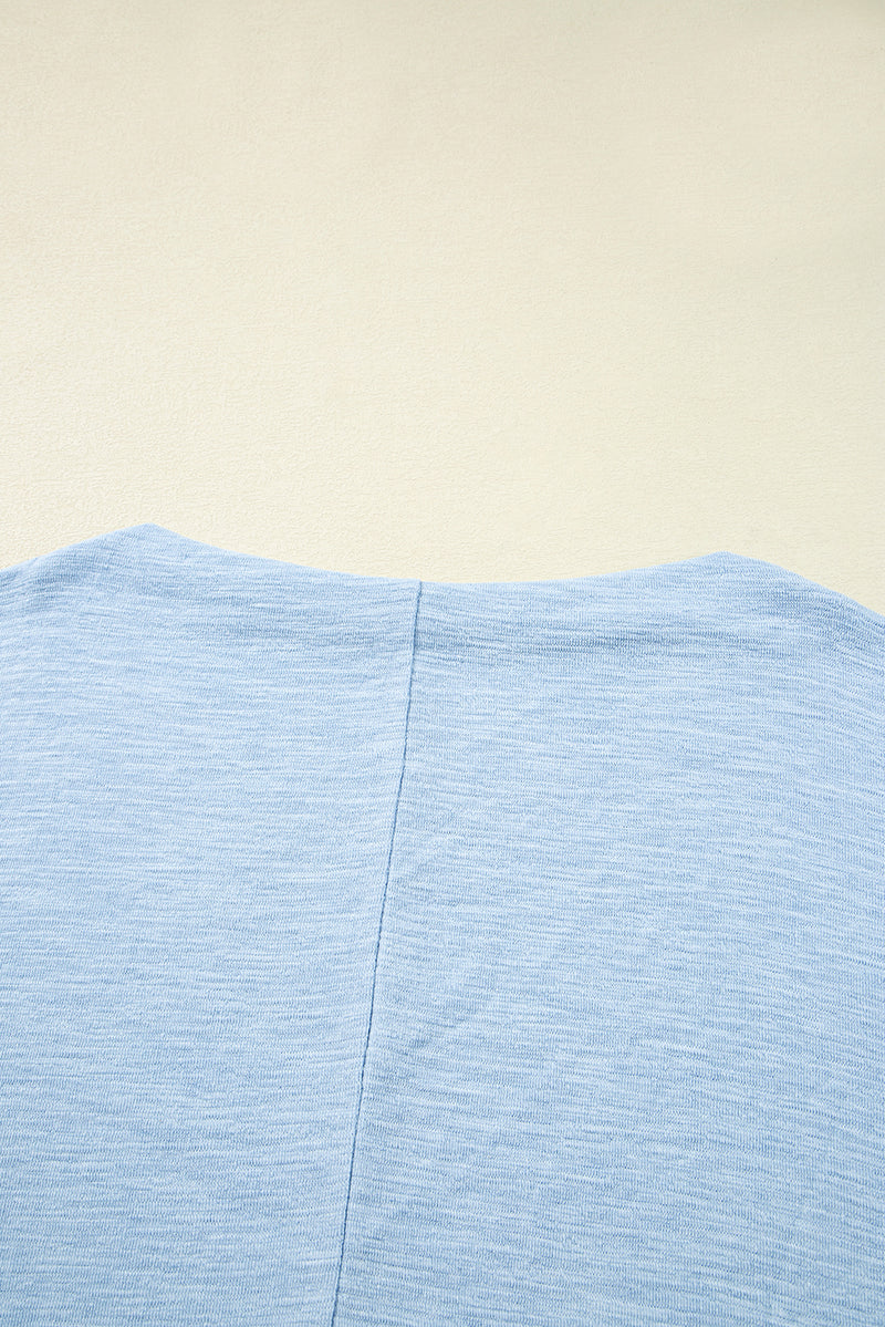 Solid Color Batwing Long Sleeve Top