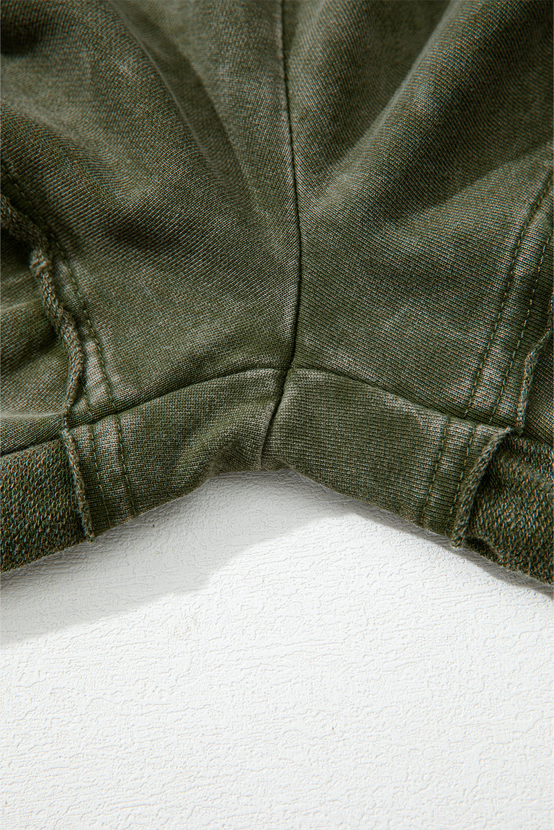 Mineral Wash Tiered Wide Leg Patchwork Drawstring Pants