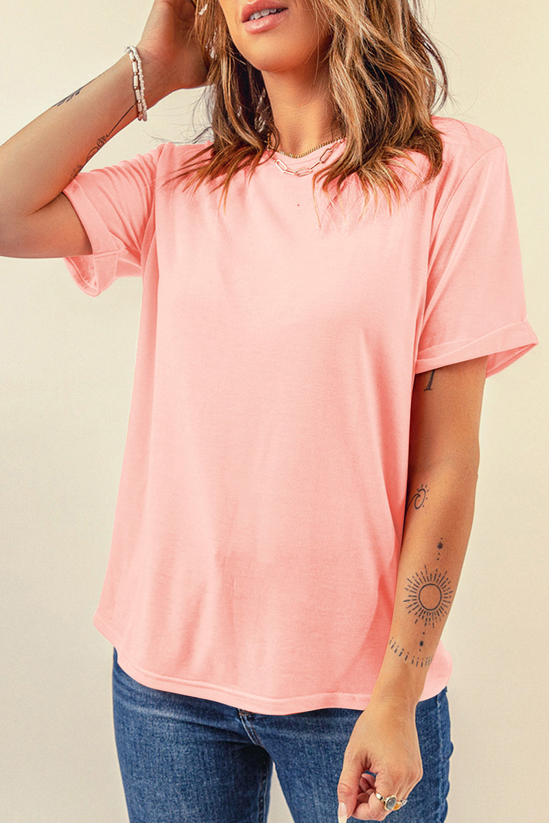 Bright Casual Plain Crew Neck Tee