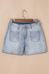 Light Wash High Rise Denim Shorts