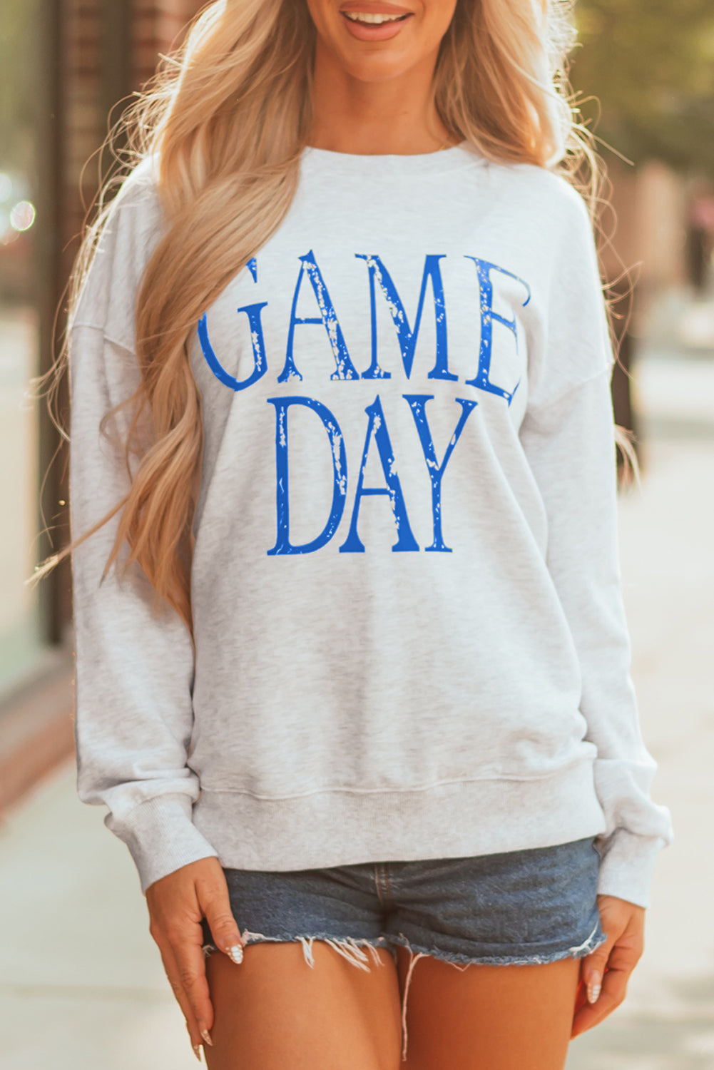 Vintage Washed GAME DAY Graphic Baggy Sweatshirt