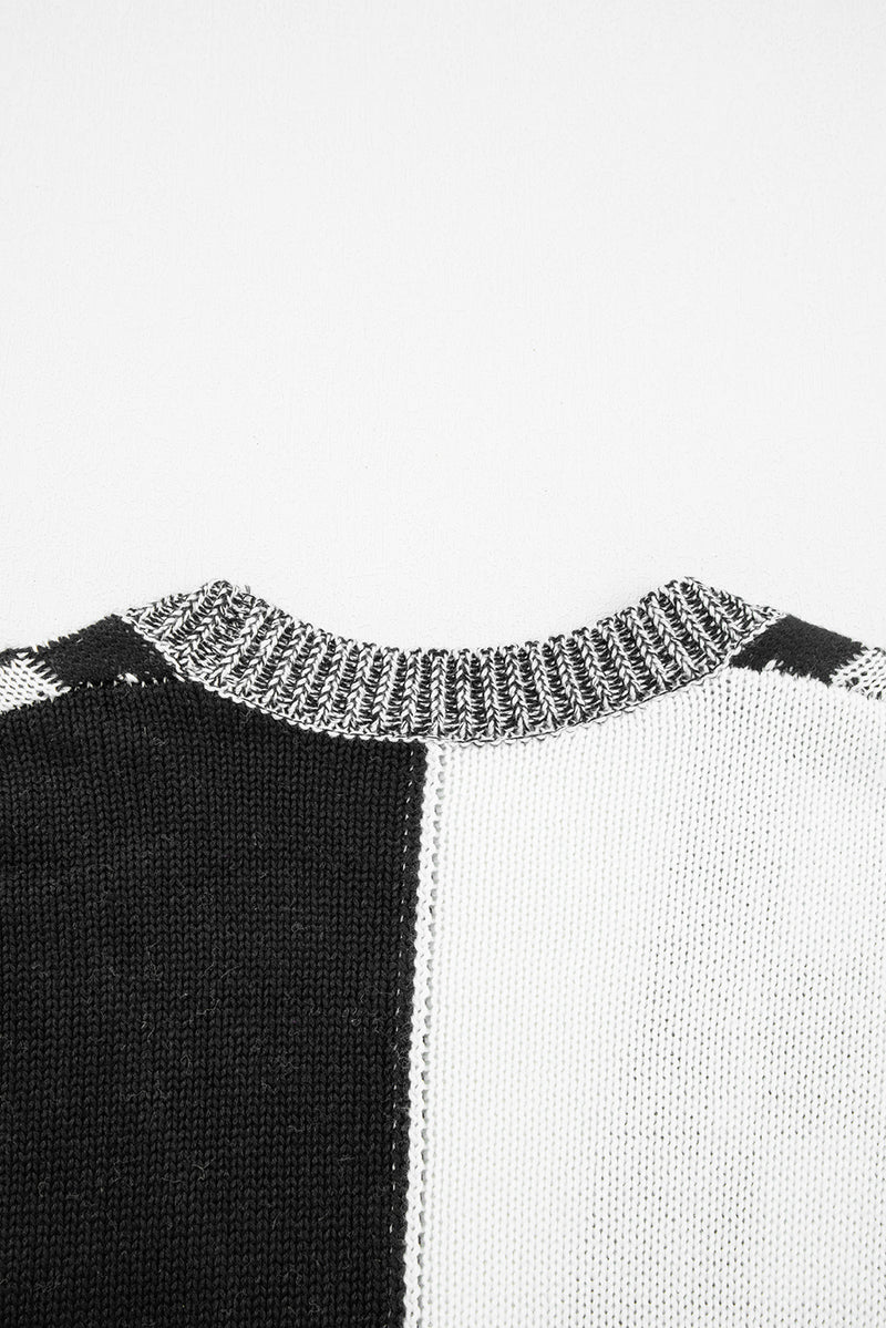 Checkered Open Front Drop Shoulder Cardigan