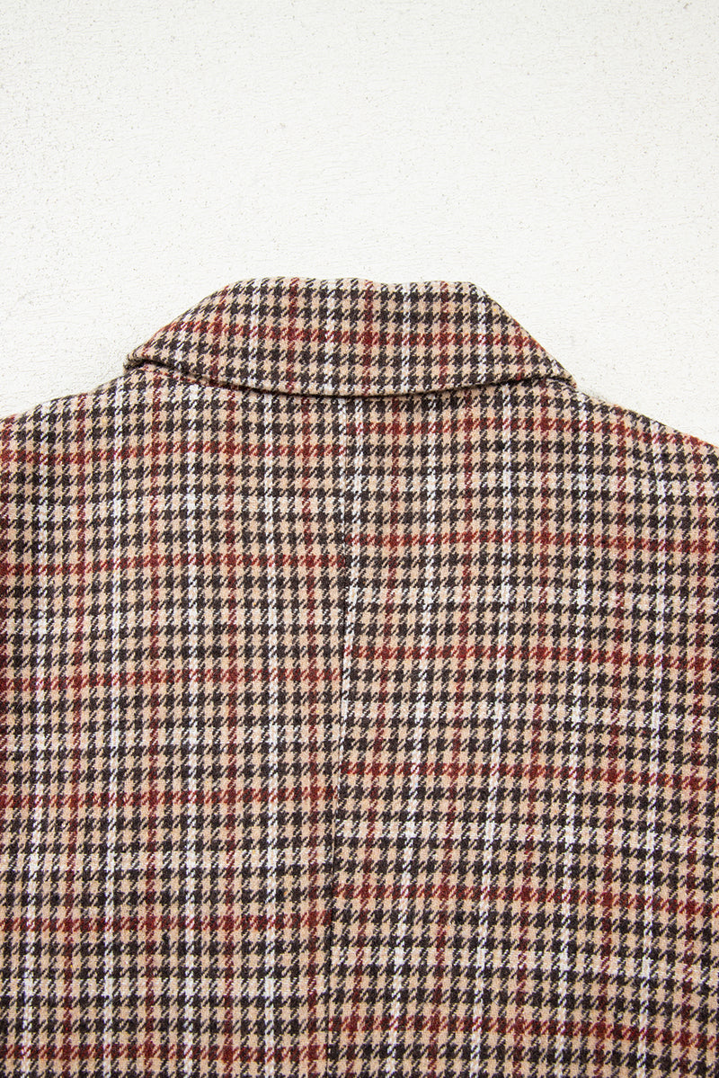 Houndstooth Lapel Collar Blazer