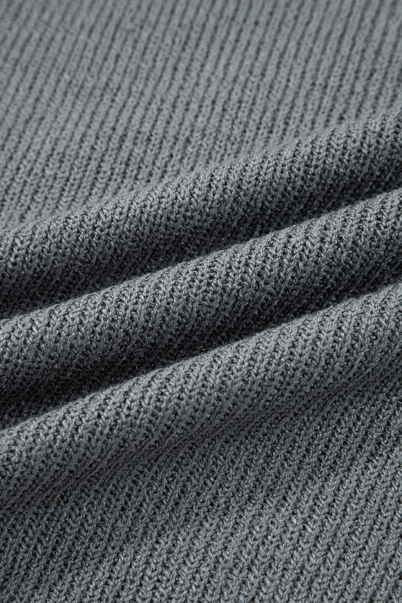 Medium Raw Edge Uneven Hem Patchwork Drop Shoulder Sweater