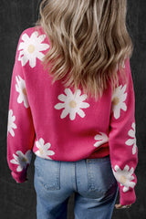 Daisy Flower Crew Neck Long Sleeve Sweater