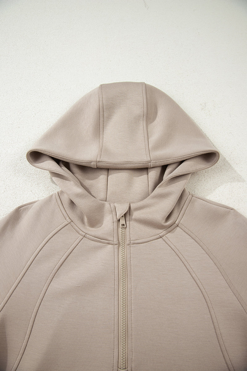 Half Zip Thumbhole Sleeve Hoodie Active Pants 2pcs Outfit