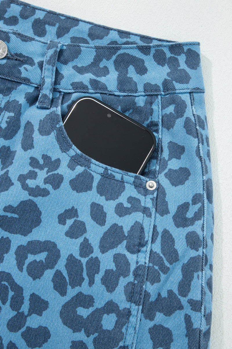 Leopard Print Straight Loose Jeans