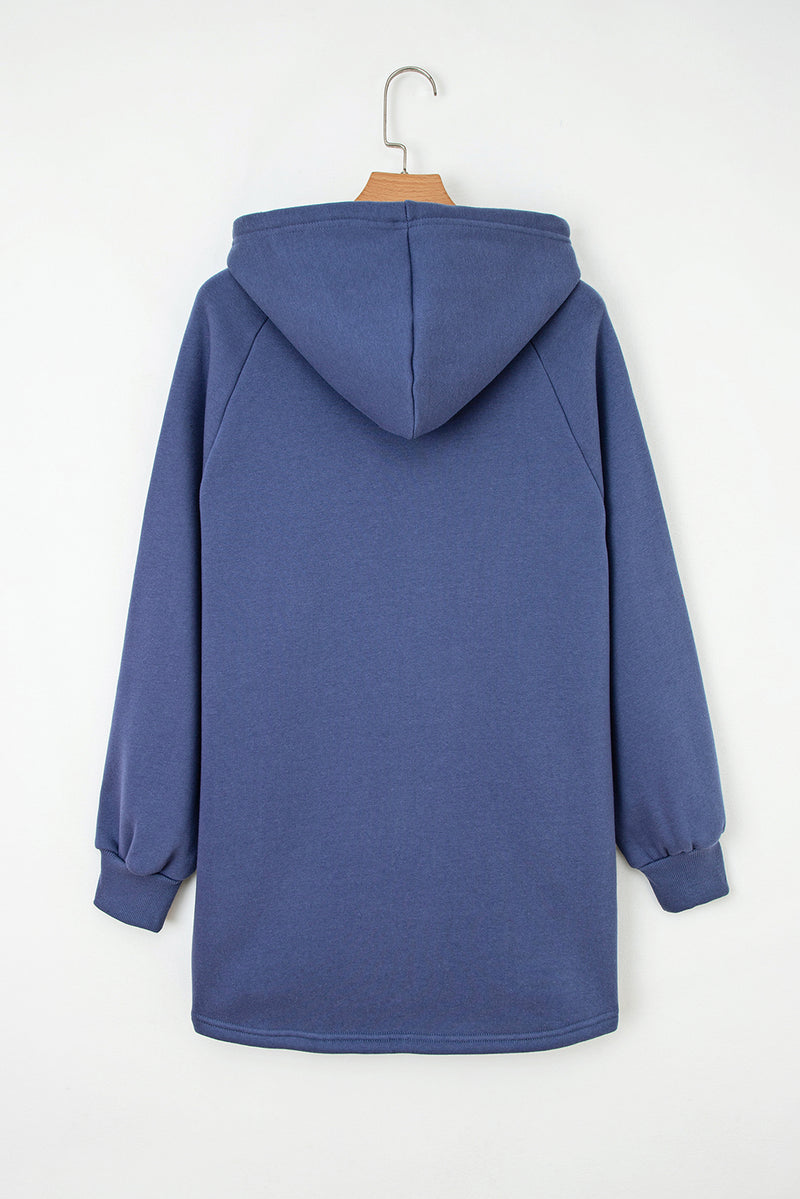 Fleece Lined Adjustable Drawstring Oversize Tunic Hoodie