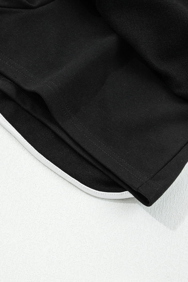 Varsity Stripe Detail Drop Shoulder Pullover Mini Skirt Set