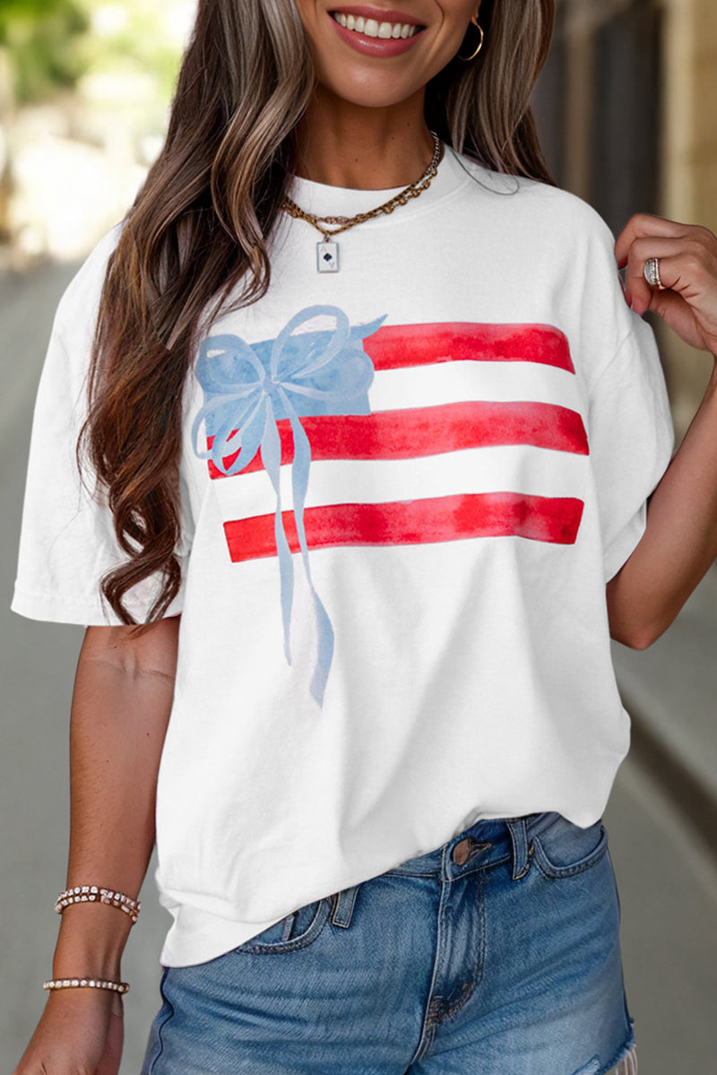 Loose Flag Bow Graphic Crewneck Tee