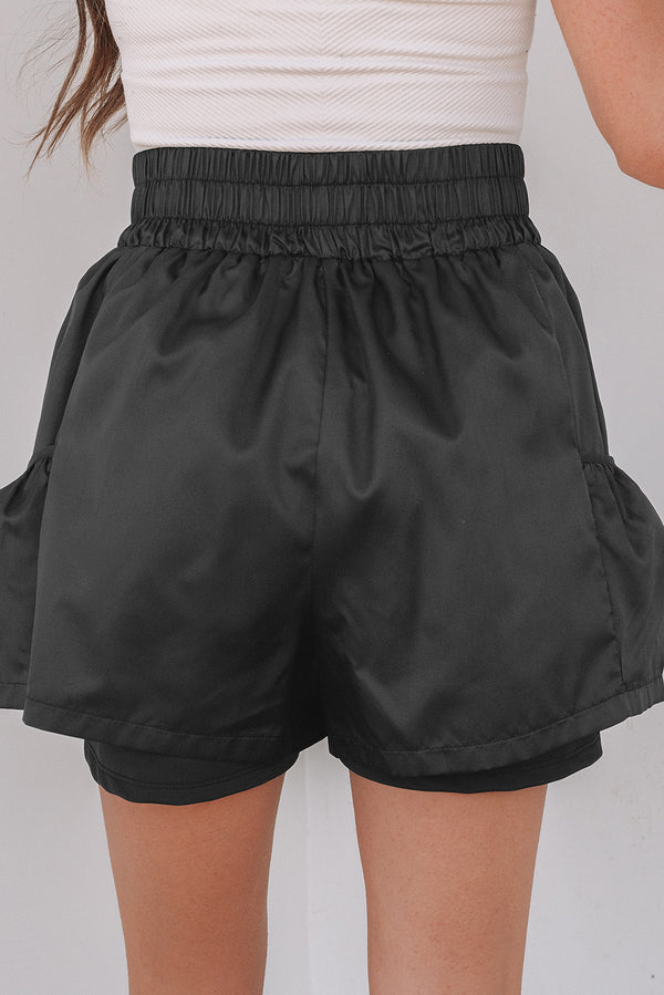 Elastic High Waist Pocketed Casual Shorts