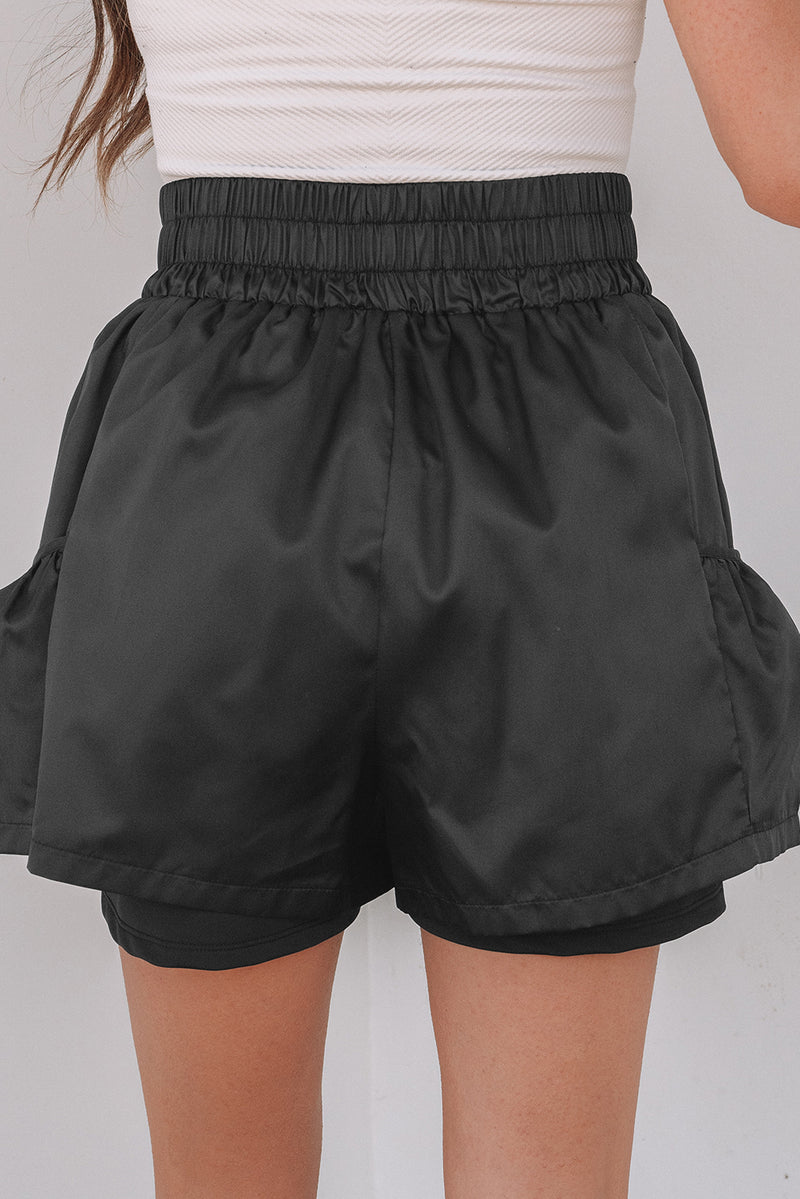 Elastic High Waist Pocketed Casual Shorts