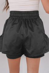 Elastic High Waist Pocketed Casual Shorts