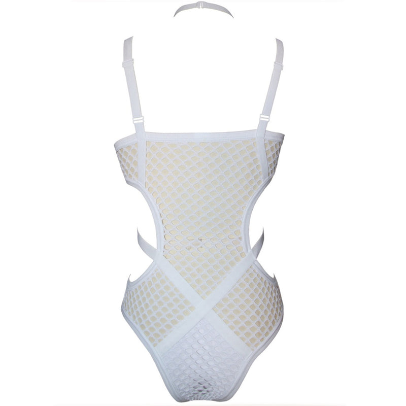 Strappy Hollow Mesh One-Piece Monokini