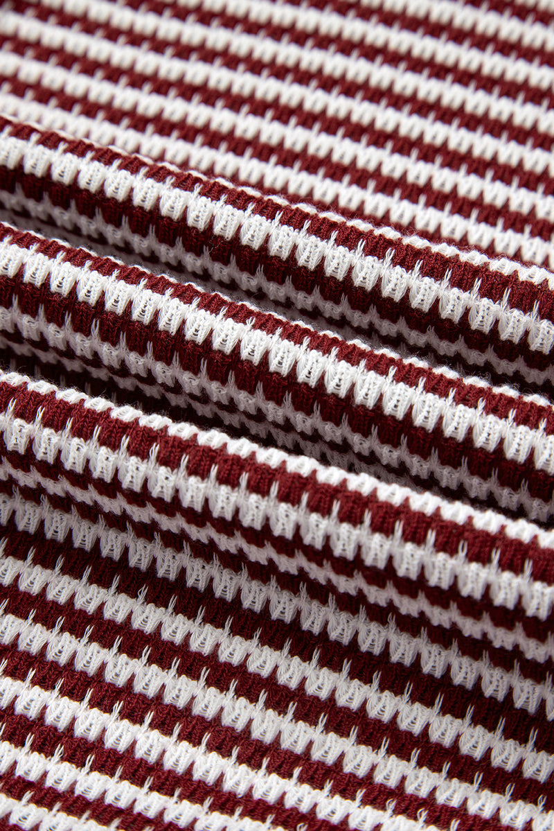 Stripe Ribbed Trim Drop Shoulder Long Sleeve Oversize Top