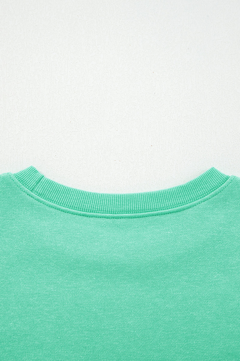 Turquoise Cute Halloween Ghost Embroidered Casual Sweatshirt