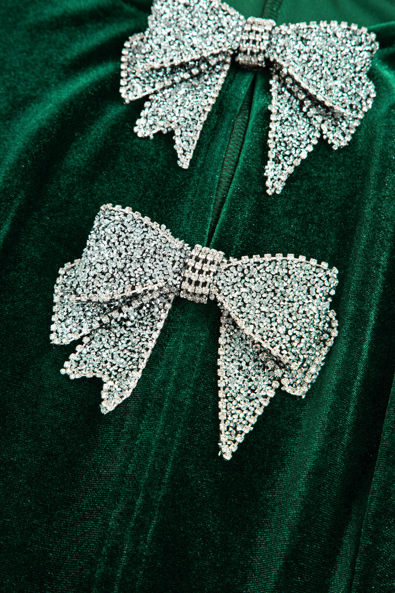 Bowknot Decor High Waist Velvet Mini Dress