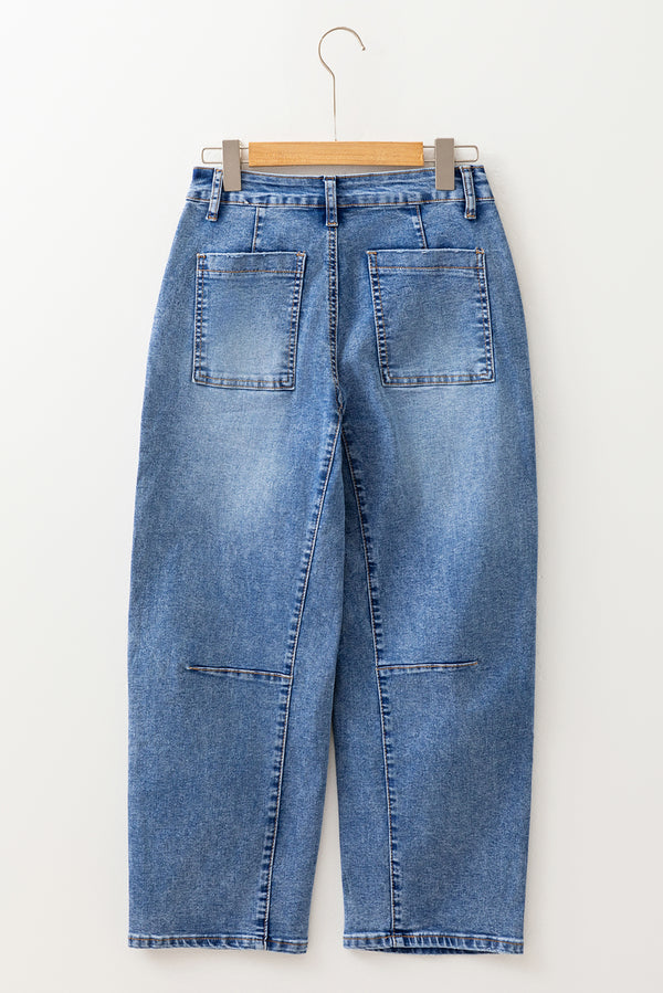 High Waist Straight Leg Ankle Jeans