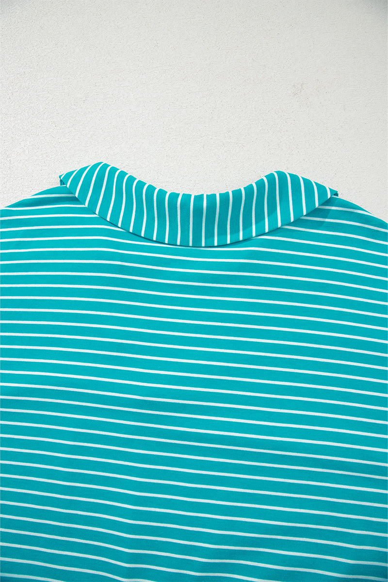 Stripe V Neck Tee and Casual Short Set