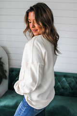 Exposed Seam Chest Pocket Knit Pullover Sweatshirt