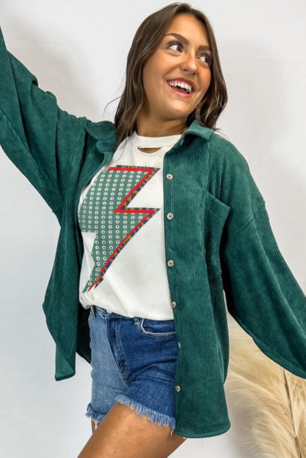 Rhinestone Decor Bolt Graphic Ripped Western Tee