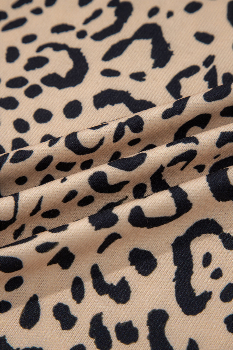 Leopard Print Long Batwing Sleeve Loose Top
