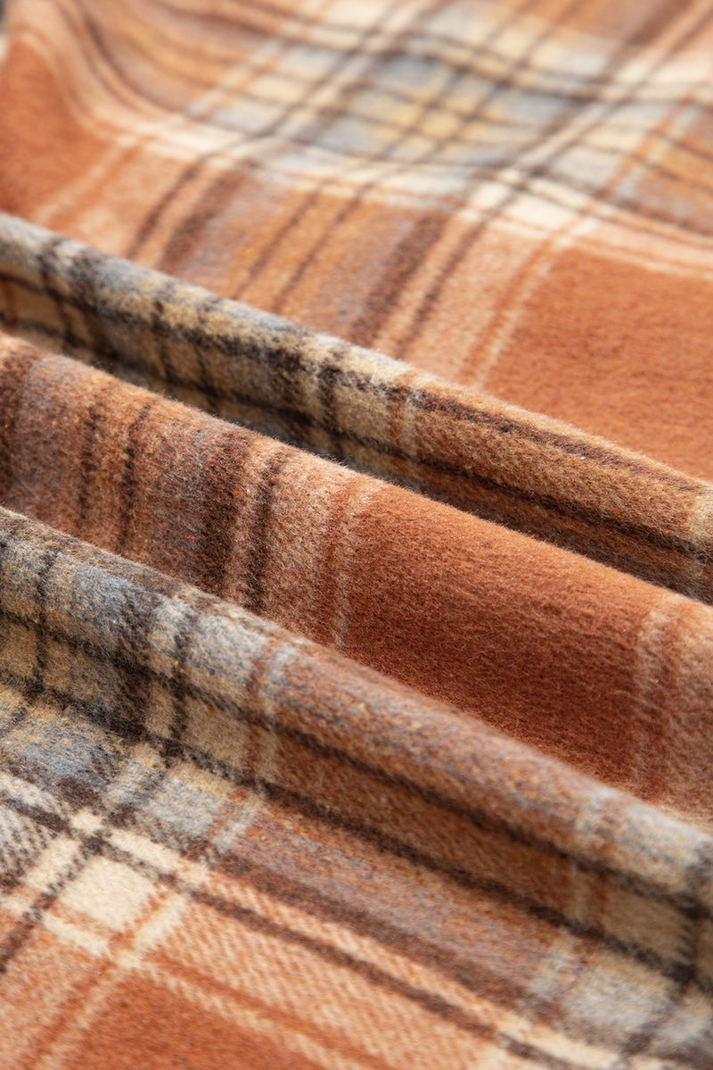 Plaid Print Flap Pocket Buttoned Plus Size Shacket