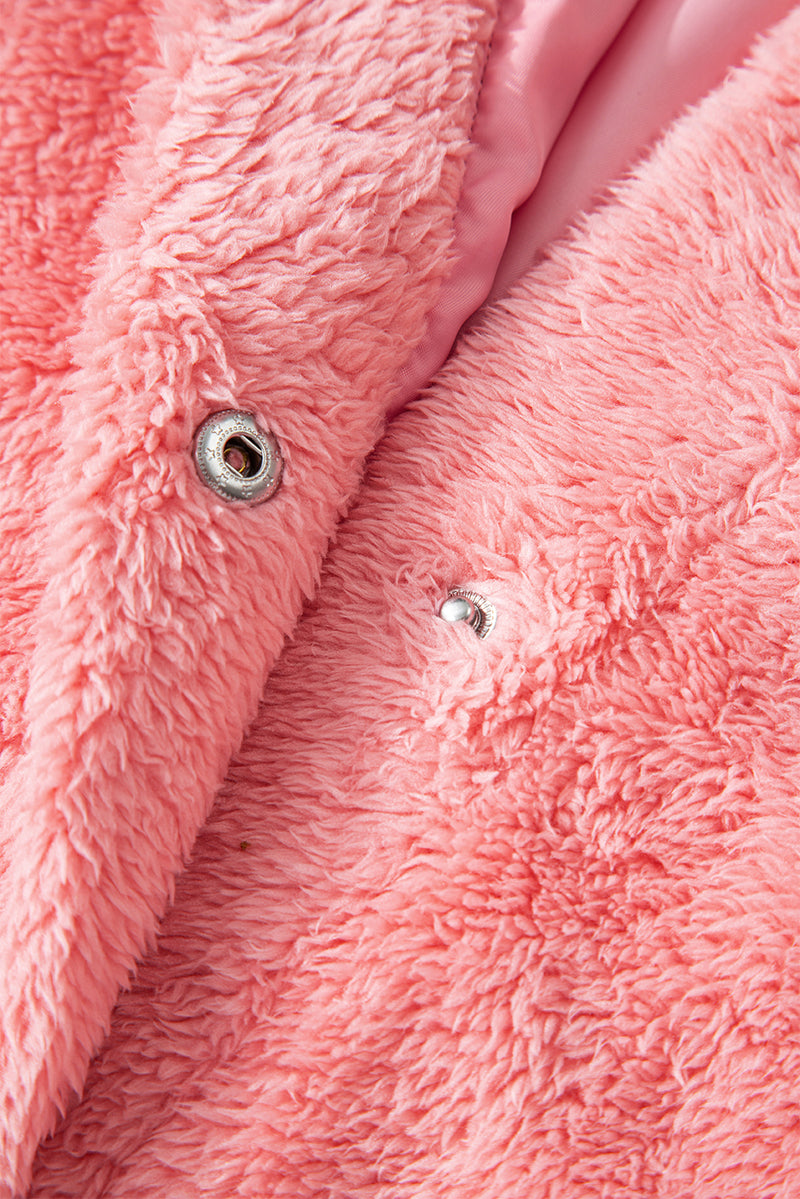 Pink Varsity Striped Banding Patchwork Winter Plush Vest