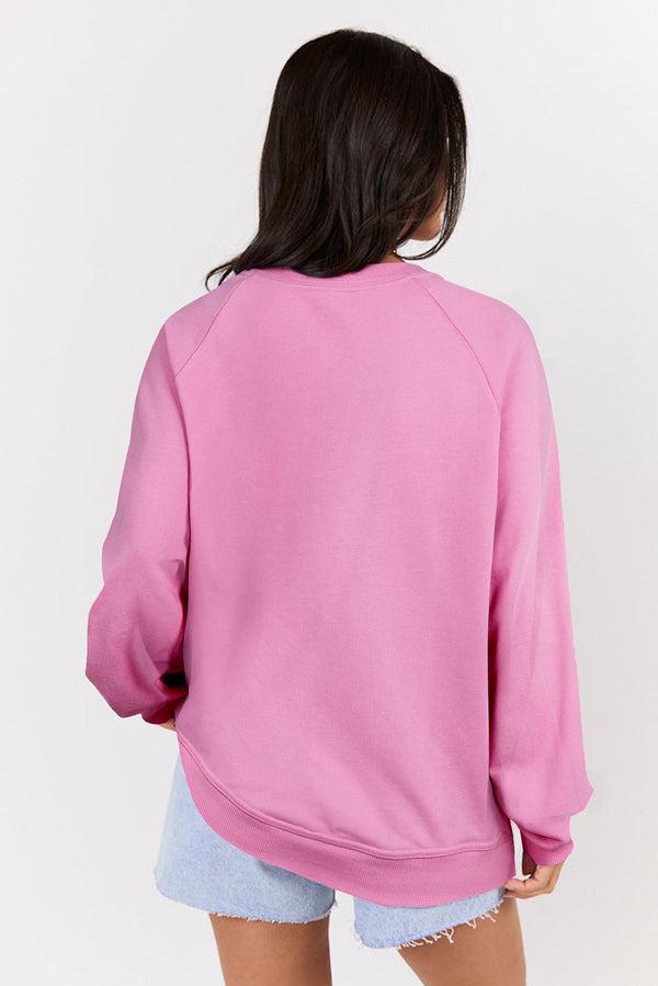 Lace Patched Raglan Sleeve Loose Fit Sweatshirt