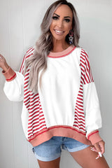 Stripe Colorblock Patchwork Contrast Stitching Oversize Sweatshirt